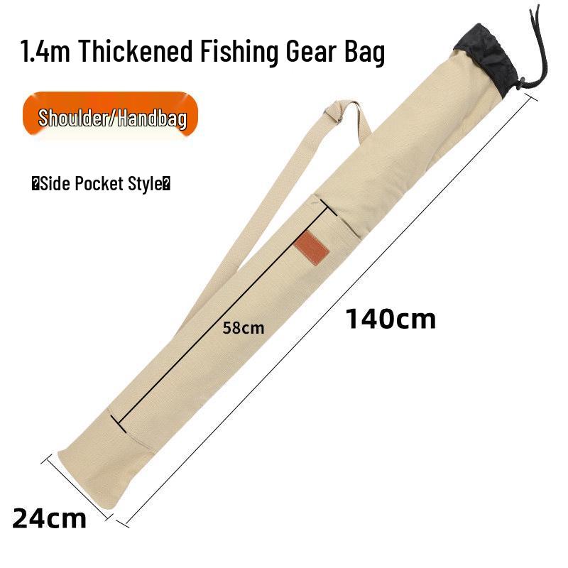 Foldable Canvas Fishing Rod Bag: Large Capacity, Thickened Storage with Zipper, for Outdoor Tackle and Umbrella.