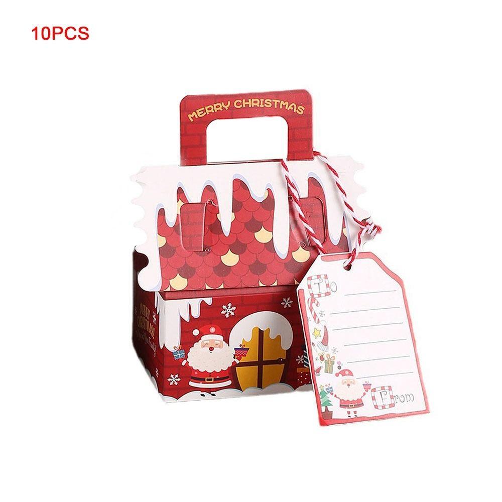 10Pcs Kraft Paper Christmas Gift Box Xmas Ornament Packaging Boxes New Candy Bags New Year