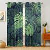 2 штуки, шторы зеленого цвета с тропическими пальмовыми листьями - полупрозрачные - подходят для гостиной, спальни, офиса, домашнего декора.
