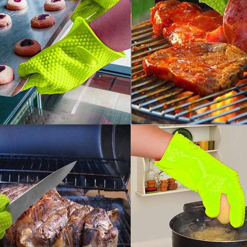 Baking Silicone Microwave Oven Gloves BBQ Grill Gloves Heat Resistant Oven Mitts Kitchen Gadgets Kitchen Accessories