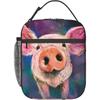 Портрет свиньи художественная сумка для ланча многоразовая портативная термосумка для ланча изолированная сумка для еды контейнер для еды для школы работа пикник путешествия