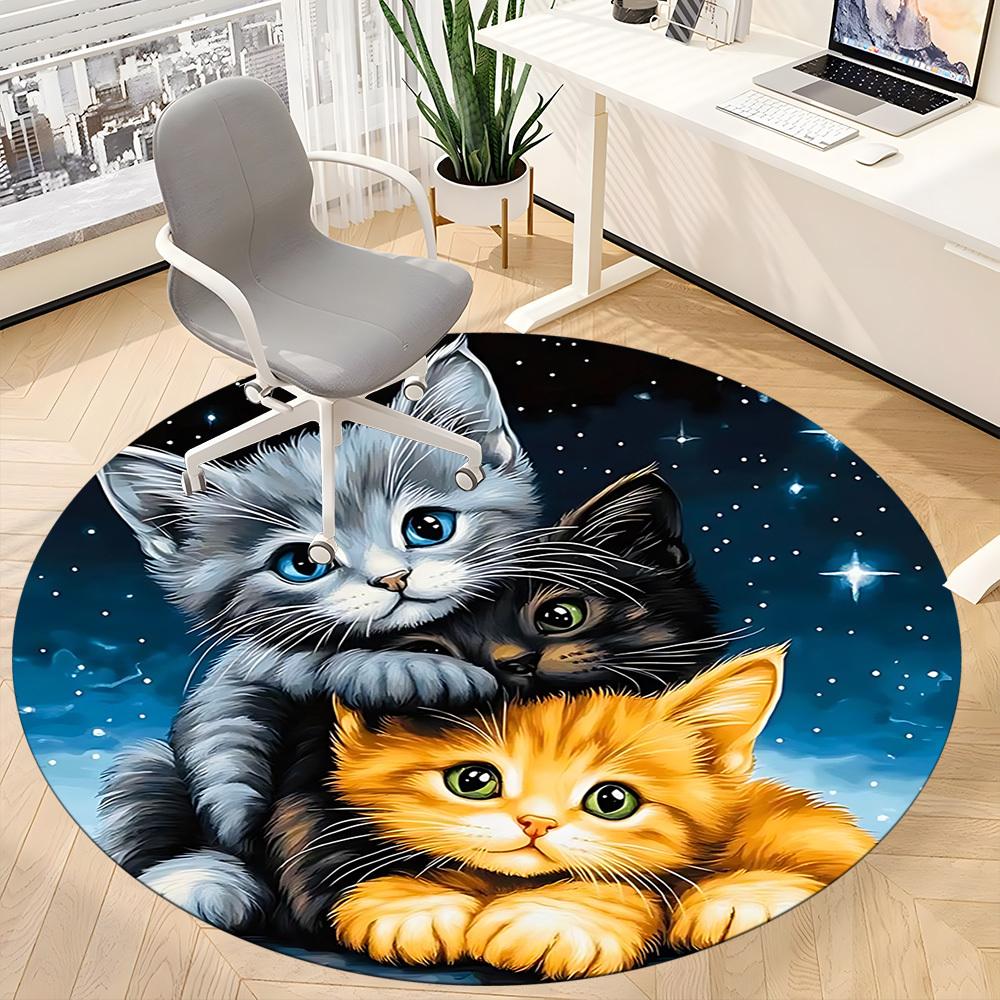 1pc Kitten Night Sky Chair Carpet for Office, Non-slip, Soft and Durable Office Rug, Perfect for Office yy251227152