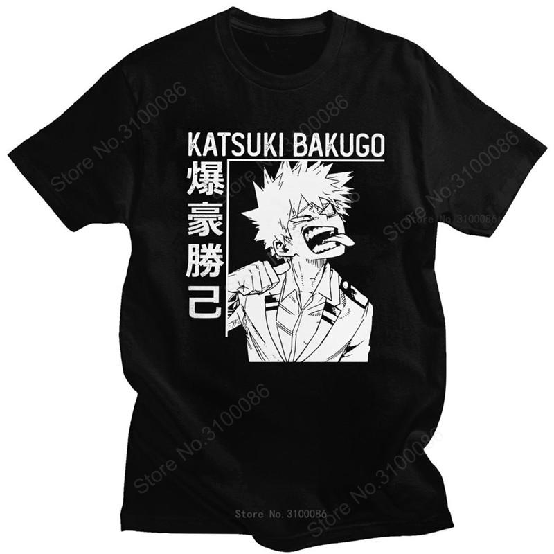 Funny Unisexs Katsuki Bakugo Boku No Hero Academia TShirt Cotton Anime Tee Shirt Short Sleeve Unisexga All Might Tshirt Merch Tops