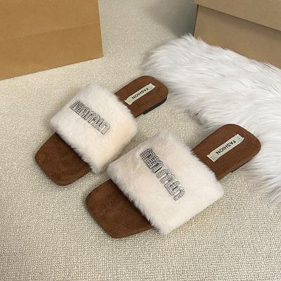 Популярные леопардовые пушистые тапочки для женщин, новинка осени и зимы 2025 года, пушистые домашние хлопковые тапочки на плоской подошве с перемычкой