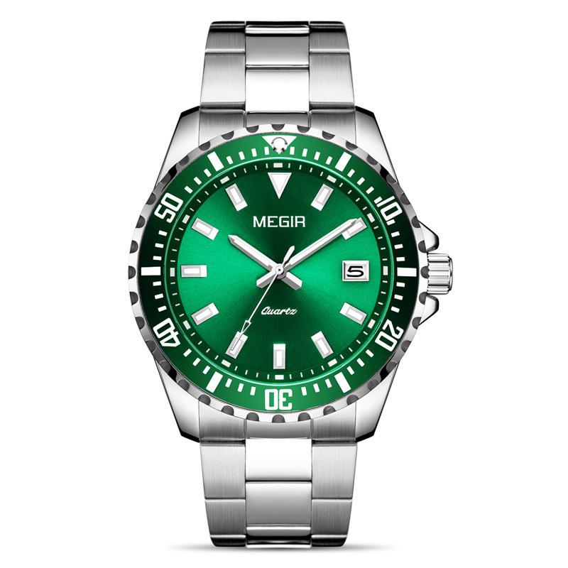 Men'S Watch, Business Steel Belt Watch, Chronograph Luminous Waterproof Calendar, Quartz Watch 2064Ag