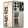 Чехол-кошелек для телефона Samsung Galaxy S26 Ultra с держателем для карт, выдвижной крышкой для камеры и подставкой, противоударный PC+TPU - Цвет: Шампанское