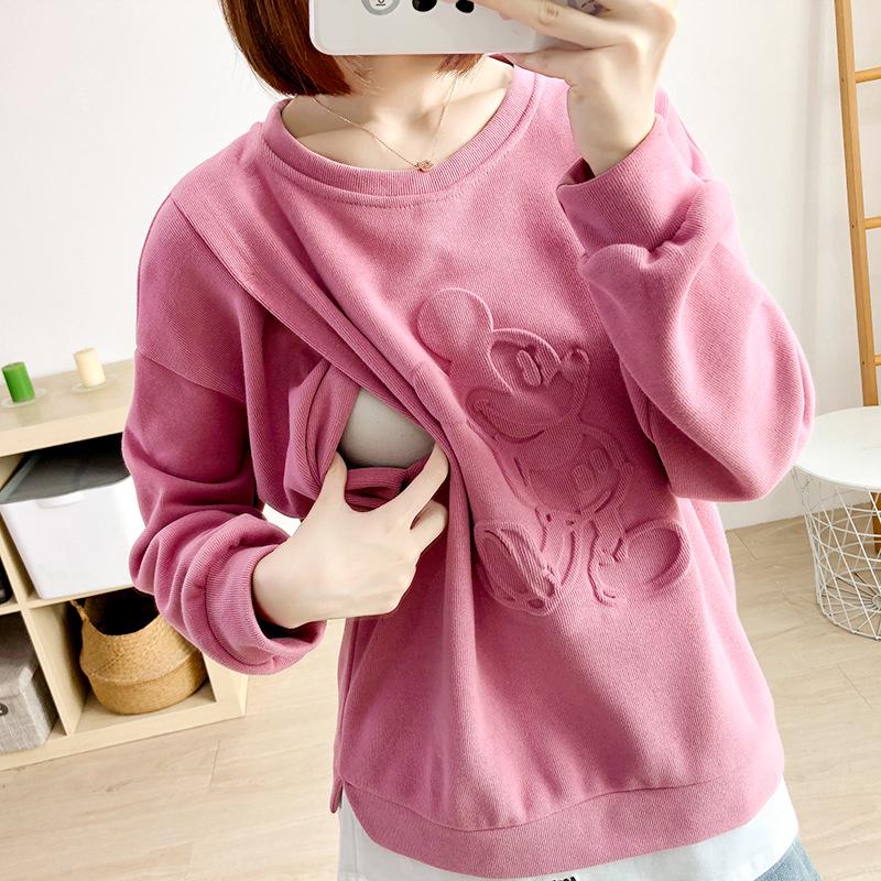 Стильные топы для кормления после родов: Чистый хлопок, с длинными рукавами, идеально подходит для весны и осени, модно для мам