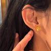 Zhou'S Same Cnc Brushed Small Sugar Cube Ring, Flash Rock Sugar Necklace, Light Luxury Flower Silk Hollow Stud Earrings Set, Women