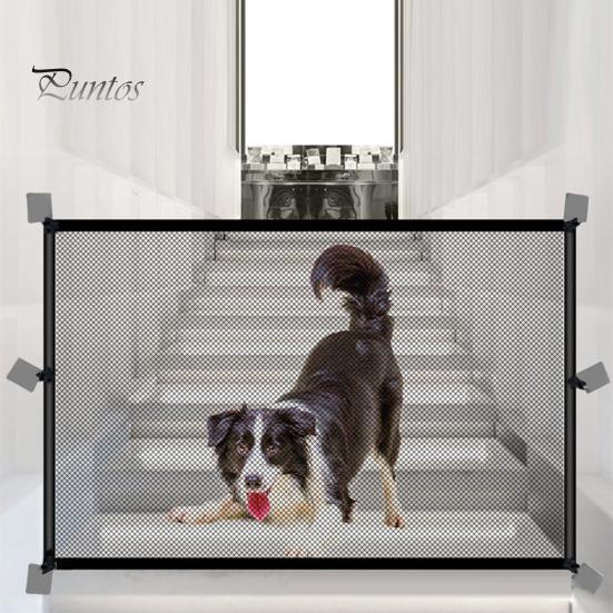 Gate Mesh Pet Dog Screen Gate Baby Puppy Indoor Safety Fence Guard With Hooks For House Stairs And Doorways