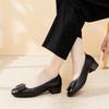 Spring PU Leather Shallow Mouth Round Head Women's Single Shoes Mid-heel Comfortable Mother Dancing Shoes Work Women's Shoes