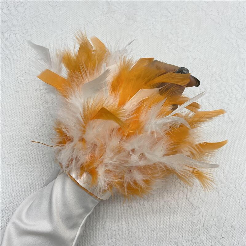 1 шт., манжеты из страусиного пера из натурального меха, манжеты из страусиных перьев, браслет с застежкой, манжеты из перьев, рукав на запястье