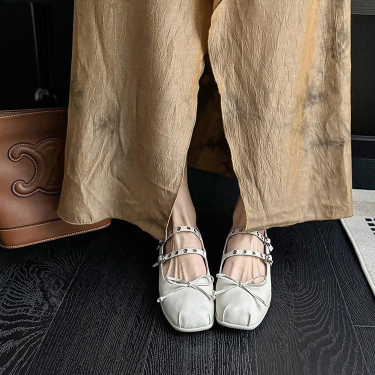 Гигантский мягкий бант туфли-лодочки с мелким вырезом 2025 весна овчина двубортный бант туфли Мэри Джейн