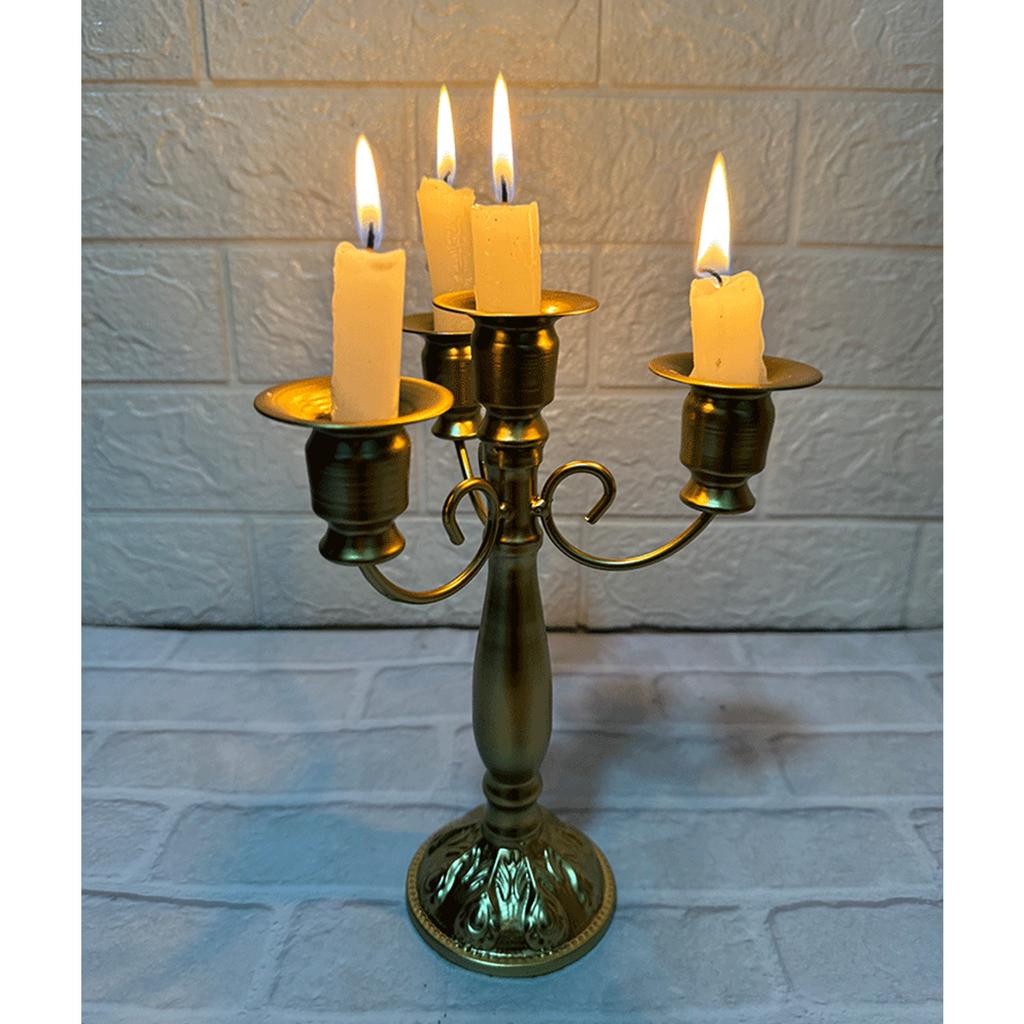 Европейский барочный железный подсвечник с 4 чашками, центральный элемент стола, винтажный металлический подсвечник для домашнего декора
