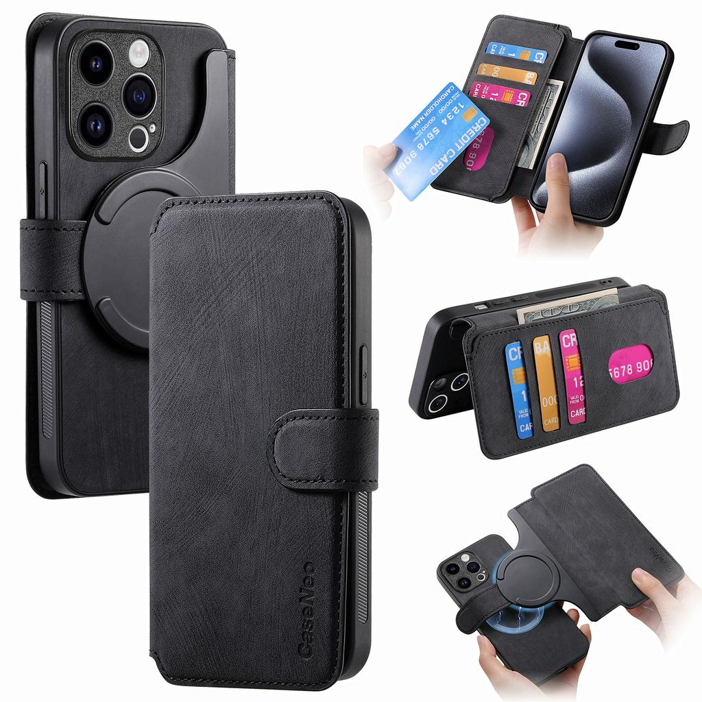 CASENEO MW-03 For iPhone 14 Pro Max Case with Detachable Wallet Leather+TPU Phone Cover
