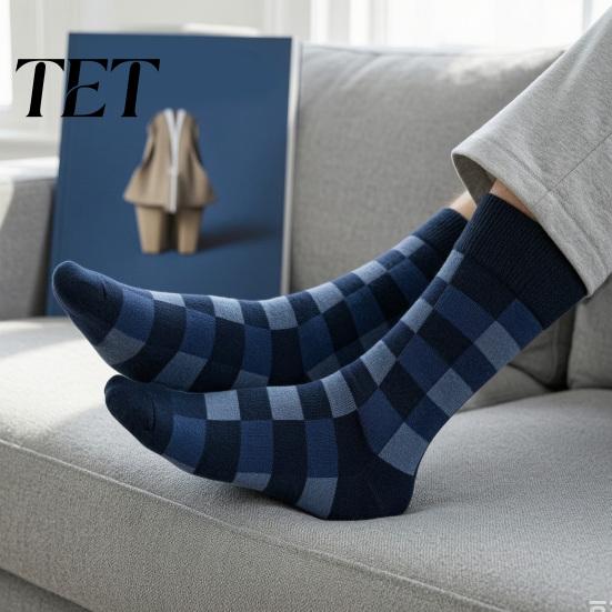 Mens Thermal Socks Men Argyle Crew Socks, Plus Size, Colorful Striped Cotton Winter Warm for Dress Thickened Autumn Cold Weather Thick