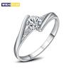 Female Round Zircon Stone Ring Vintage 925 Sterling Silver Color Wedding Jewelry Promise Crystal Engagement Bague for Women
