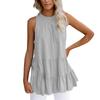 Women's Solid Color Pullover Round Neck Pleated T-Shirt Sleeveless Vest Loose Top