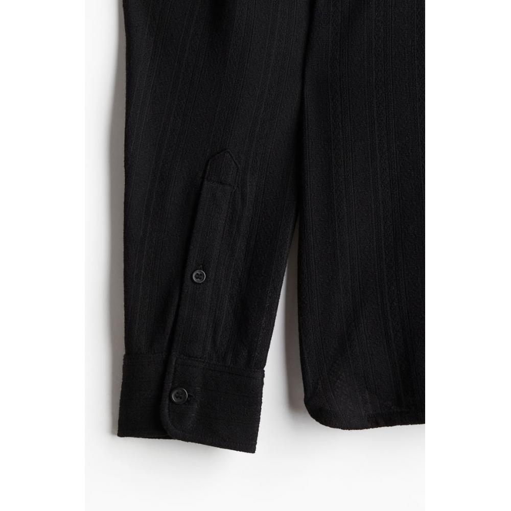 Рубашка из джерси с кружевом HM Regular Fit, черная