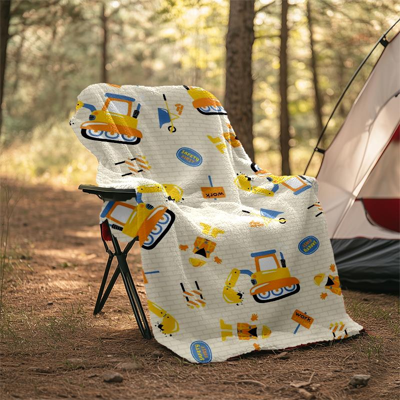 excavator Theme Printed Blanket - Perfect for Couch, Bed, Travel & Outdoor Use | Machine Washable, Cozy & Durable.