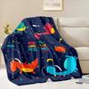 Dinosaur Print Flannel Throw Blanket Soft Warm Bed Cover for Bedroom Sofa Picnic Outdoor Leisure Nap Trip Gift