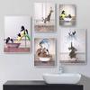 Funny Animals Elephant Giraffe Penguin Playing On Toilet Wall Art Poster Canvas Painting for Bathroom Toilet Nordic Decor Pictur