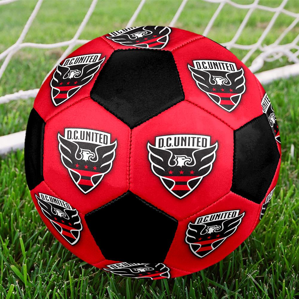 D.C. United Indoor Soccer Ball Colorful All Ages Size 5 Machine Stitched PVC Competition Ready Durable High-Bounce