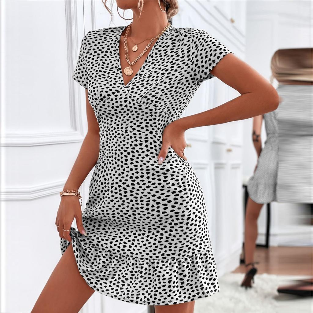 Женское летнее сексуальное платье с v-образным вырезом и цветочным принтом, повседневная короткая юбка