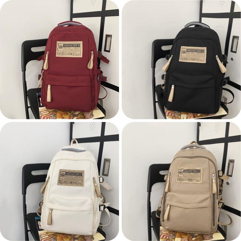 Ulzzang Canvas Backpack For Girls Korean Style Fashionable Streetwear Nylon Material Cow Print Design