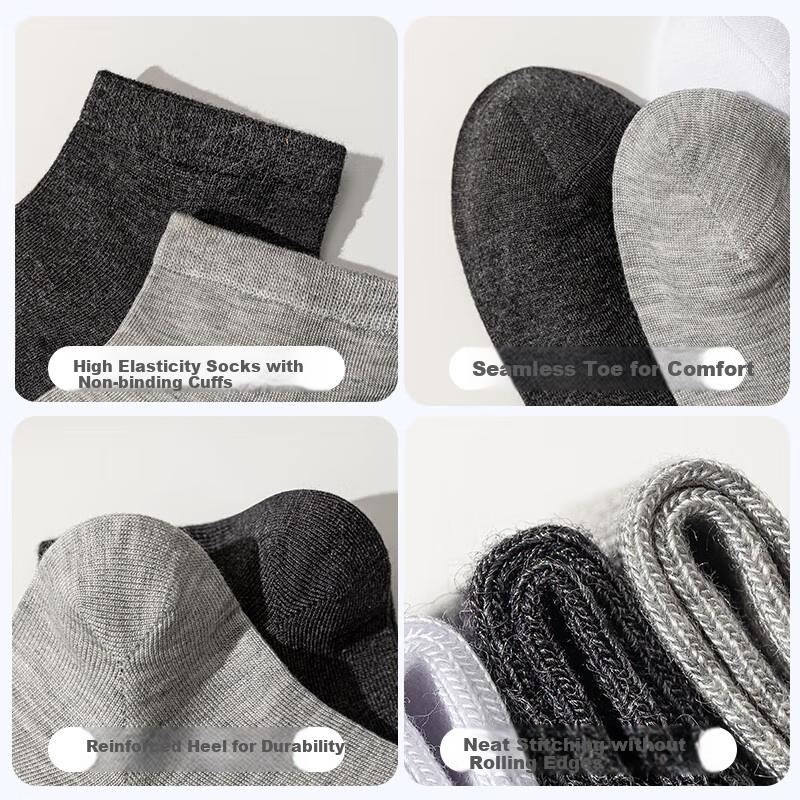 MiiOW 5 Pairs of Mulberry Silk Socks for Men, Summer Thin Boat Socks, Breathable Sports Deodorant Short Socks, Solid Color Business Socks for Me
