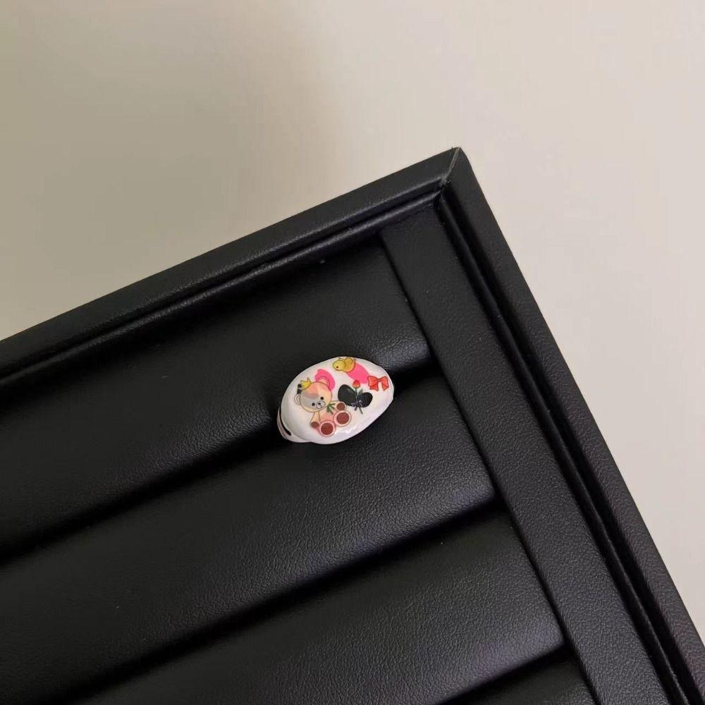 Open Ring Painting Ring Dripping Oil Irregular Enamel Ring Vintage Cartoon Bear Ring  Friend