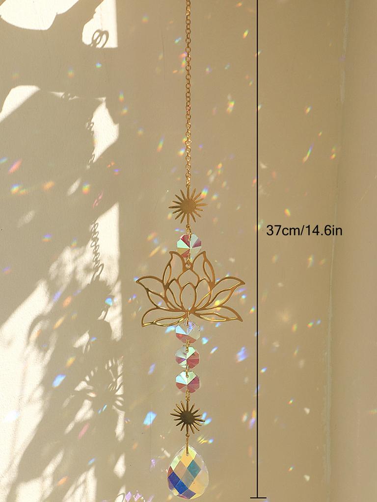 1 шт., подвеска-украшение в виде цветного кристалла Suncatcher Gardening Crafts Golden Lotus AB
