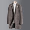Мужской осенний шерстяной клетчатый пальто средней длины - Business Casual для мужчин среднего возраста
