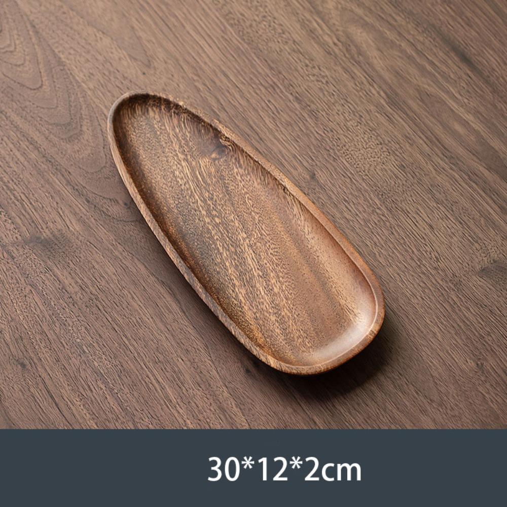 Simple Walnut Tea Tray Wooden Round Dinner Plates Leaf Storage Serving Platter Tray Tea