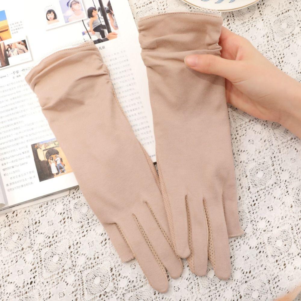 Lengthen Women Sunscreen Gloves Thin Summer Driving Mittens Sun Protection Riding Gloves Ladies