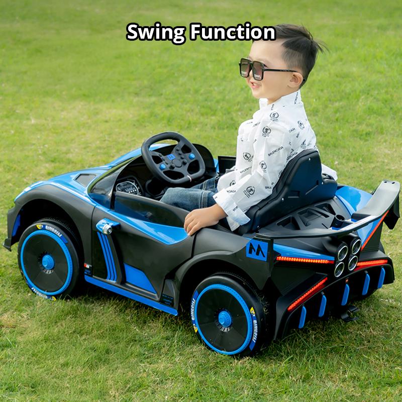 Детская электрическая четырехколесная игрушечная коляска для бездорожья с дистанционным управлением, двойным приводом и музыкальной светодиодной подсветкой Bluetooth