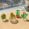 Glass Cactus Figurines Ornaments Mini Bonsai Decor Cute Miniature Desktop Craft