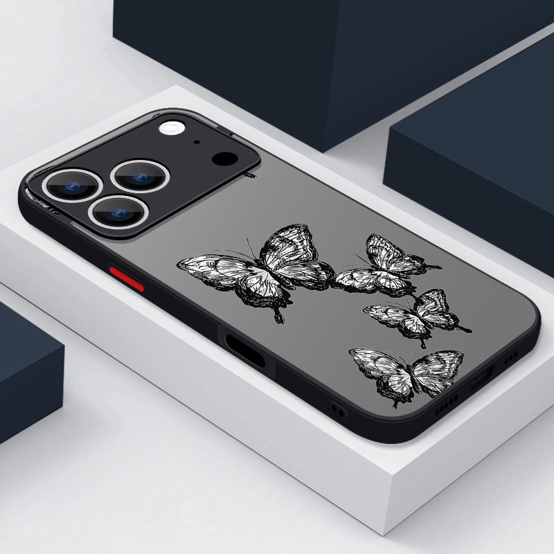 Простой чехол с принтом бабочки для iPhone 17 Air 16e 16 15 14 Pro Max 13 15 Pro 17 Pro 17, противоударный, с мягкими краями, матовая крышка для телефона из твердого ПК