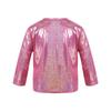 Unisex Kids Metallic Bronzing Cloth Tshirt Long Sleeve Loose Fit Round Neck Top for Parties Performances