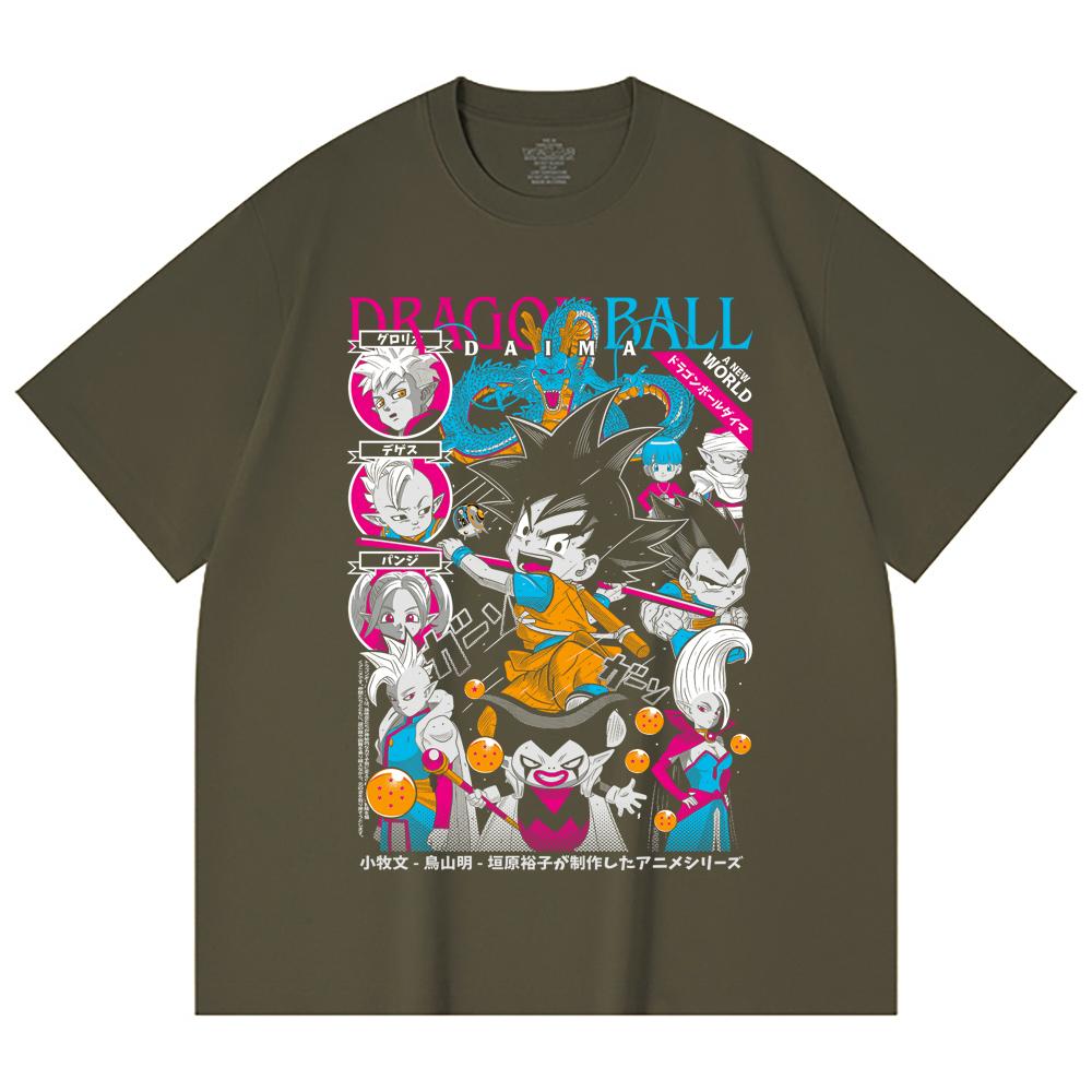 230 Gsm 100% Cotton Dragon Ball V32 Daima Print Unisex Heavy Cotton T Shirt