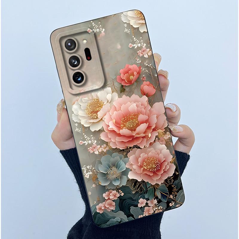 Для Samsung Galaxy Note 20 Ultra Модный Простой Чехол для Телефона Масляная Живопись Цветы Ультратонкий Матовый Защита от Отпечатков Пальцев