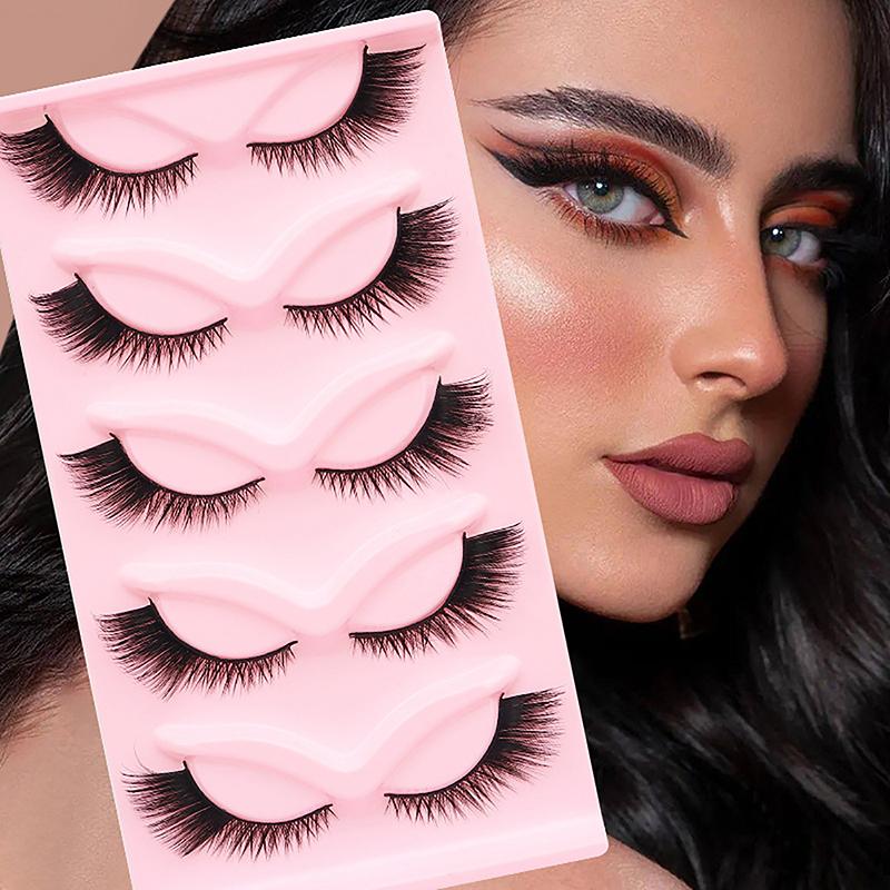 5Pairs Cat Eye 3D Mink Lashes Natural Eyelashes Winged End Eye Elongated False Eyelashes Lashes Extension