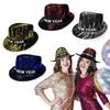 Шляпа с пайетками С Новым годом Джазовая шляпа Винтажная ковбойская вечеринка в клубном стиле Фотореквизит Блестящая фетровая шляпа для взрослых Головной убор для косплея Праздники Карнавал
