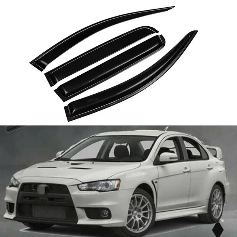 4Pcs Black Acrylic Car Window Wind Deflectors Tinted Awning Shield Rain Sun Snow Shelters For Mitsubishi Lancer EX 2008-2017