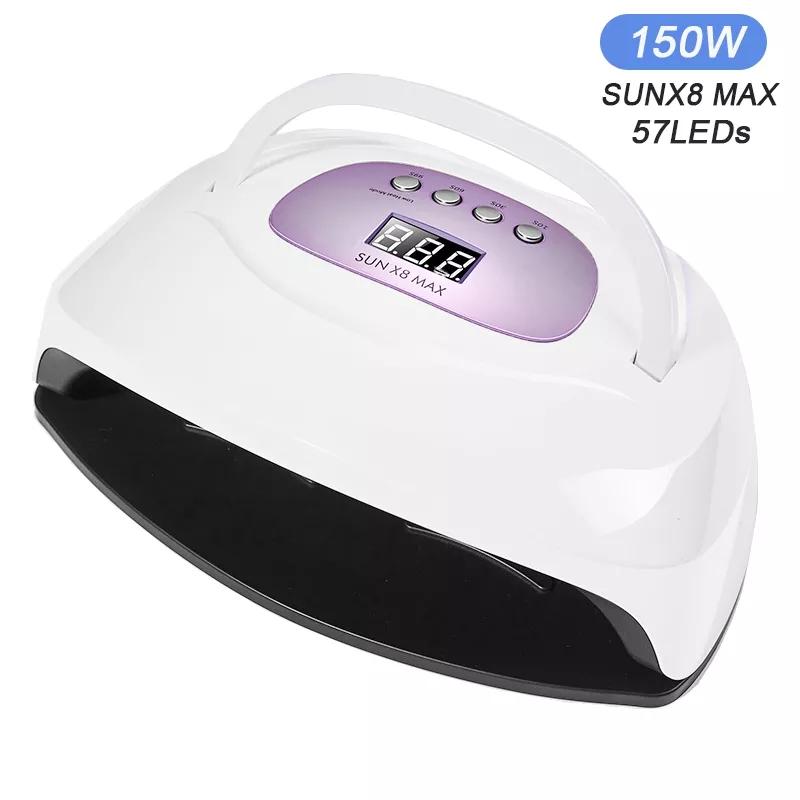 150 Вт SUN X8 MAX УФ-лампа для ногтей с 57 светодиодами, сушилка для ногтей для сушки геля, автоматический сенсорный маникюрный инструмент