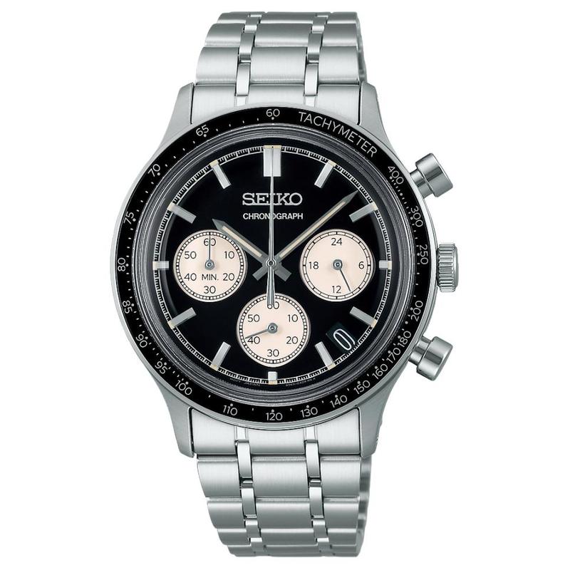 Seiko Спортивная серия 50 метров водонепроницаемые Кварцевые Стальной ремешок 38,7 мм мужские часы черный циферблат SSB479P1