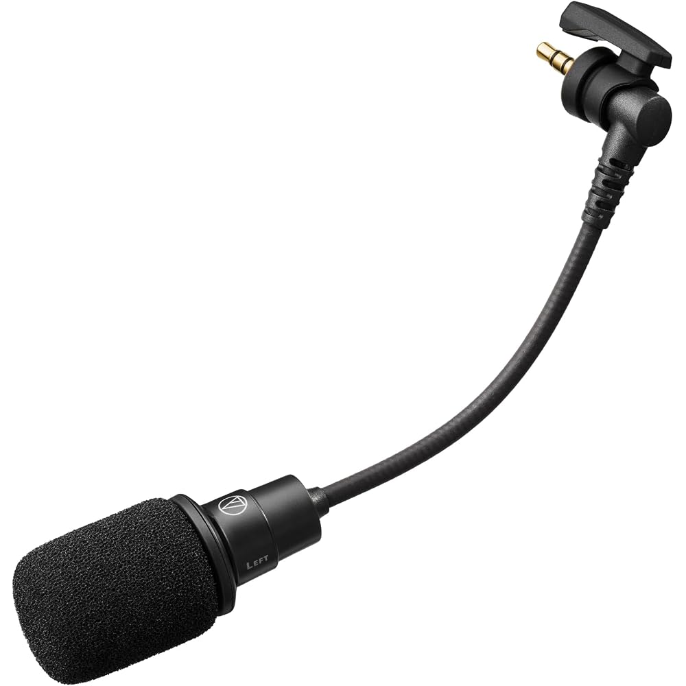 Audio-Technica ATR7500 Camera Condenser Microphone, AUX External Stereo, 3.5mm Mini Plug, Plug-in Power, Compact, for Streaming, Video Recording, Vlog
