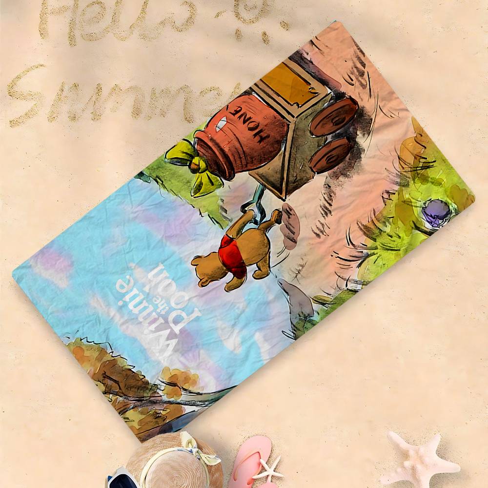 Winnies The Poohs Bear Anime Beach Swimming Towel Soft Absorbent Washcloth Children's Gifts for Kids Travel Camping Gym