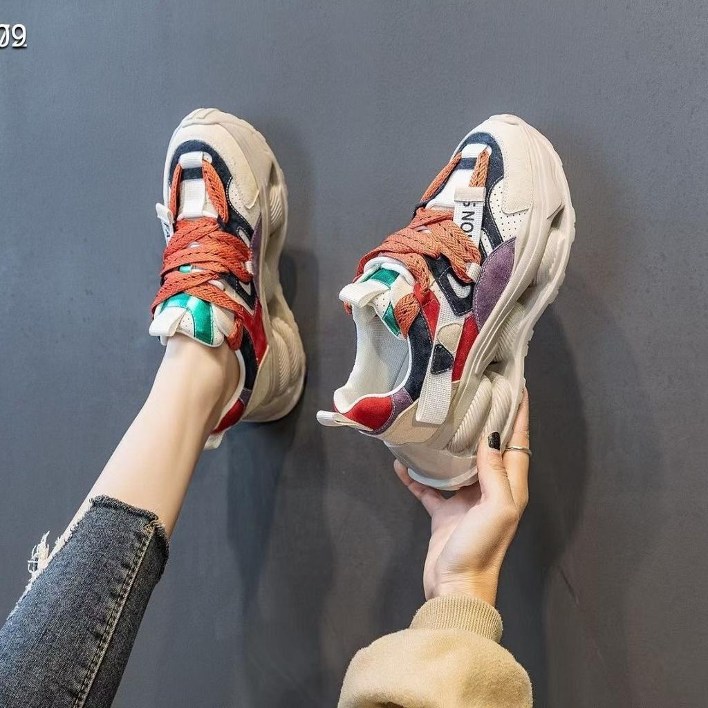 Европейская станция папины кроссовки женские 2025 весна и лето взрыв интернет-знаменитость кожаная цветная платформа удобные спортивные и повседневные s