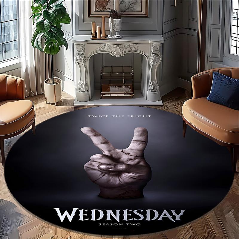 1pc Addams Family Wednesday9 Design Printed Area Round Carpet for Bedroom Living Room Home Decor Rugs Mat Non Slip Mat Rug for Bedside