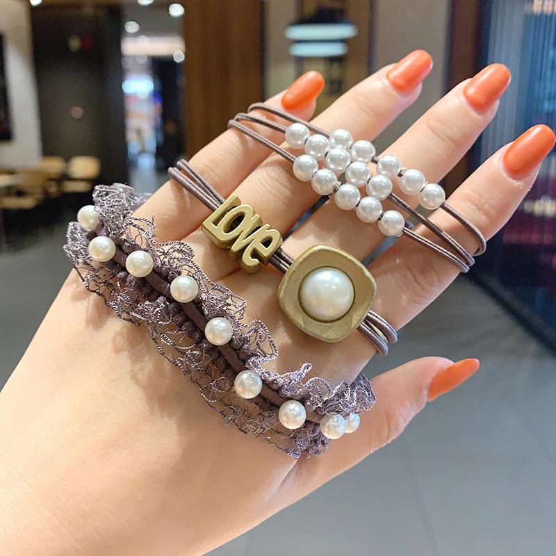 Базовые эластичные резинки для волос с жемчужным кубом и шариком для девочек, резинка для волос с розовым кроликом, резинка для волос, резинки, 2023, набор аксессуаров для волос